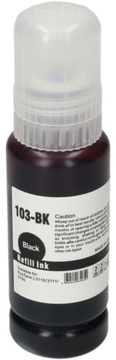 PrintAbout huismerk Inktcartridge 103 (C13T00S14A) Zwart geschikt voor Epson