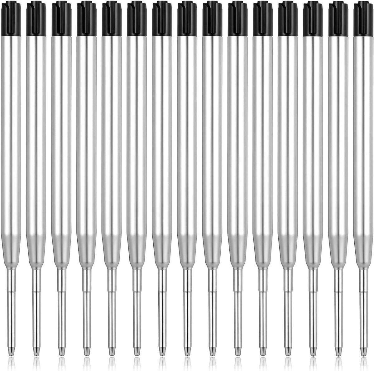 Image of 15 stuks zwarte balpenvullingen - 10 mm lijndikte - roestvrij staal - compatibel met grote vullingen