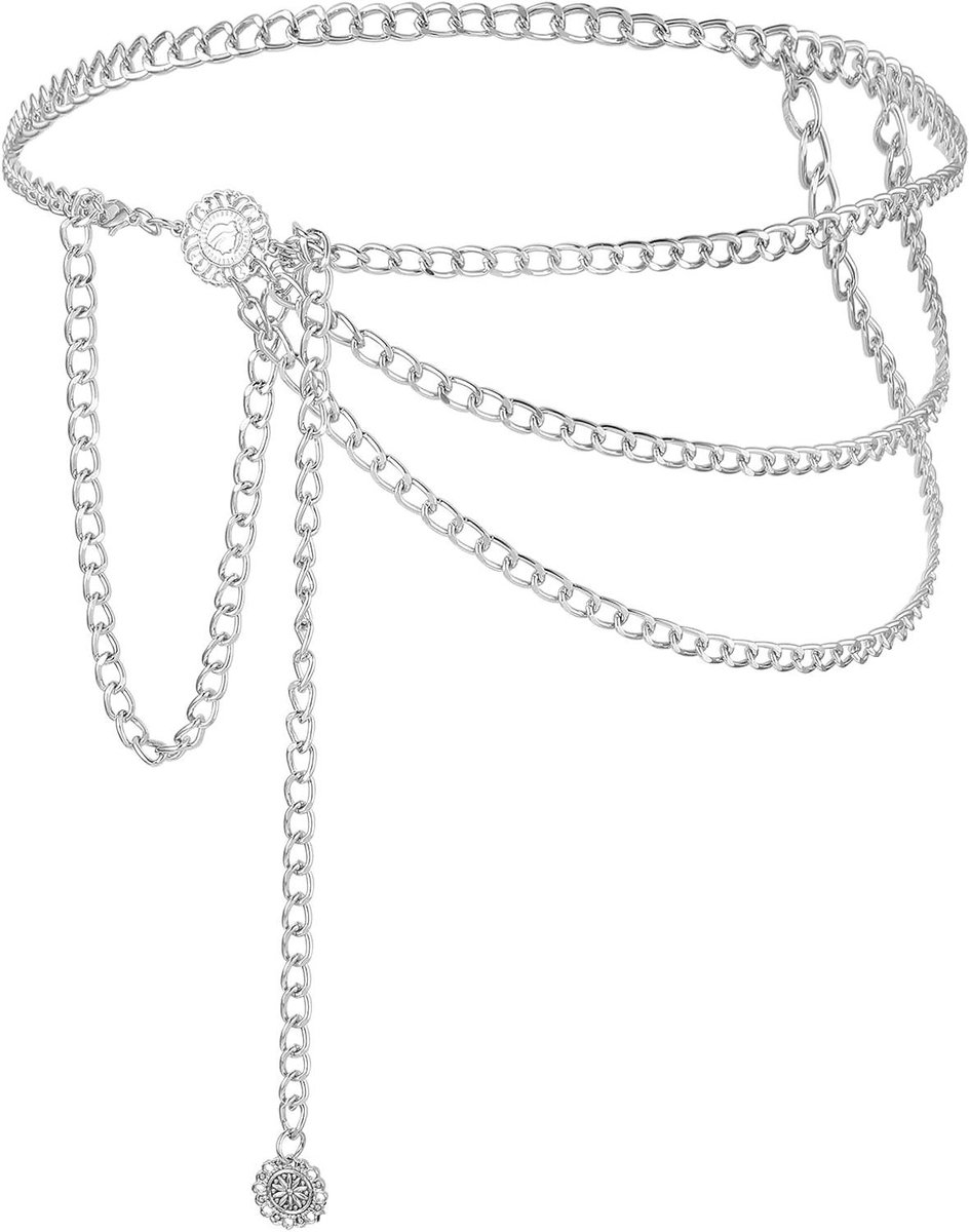 Zilveren Taille Ketting voor Vrouwen - Meerlaagse Metalen Design