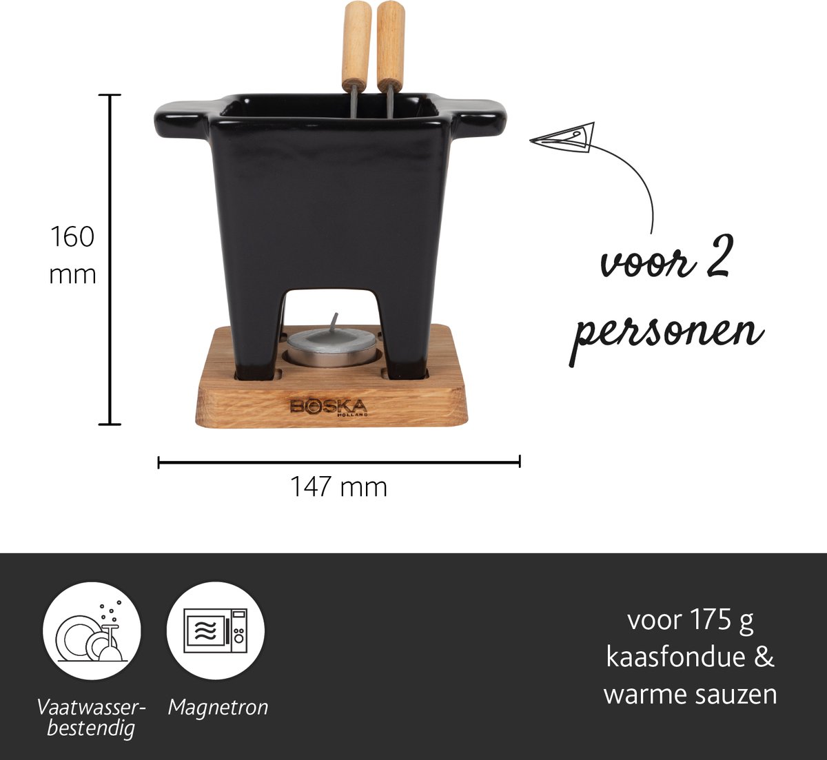 Boska Tapas Fondueset Nero - Fondueset - Kaasfondue - voor 175 gram Kaas - 300 ml – foto 4