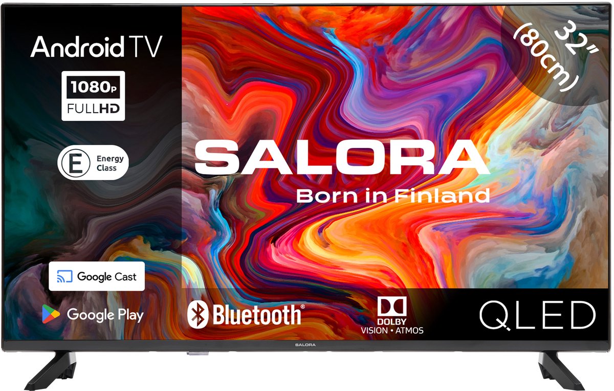Salora QLED32TV - Smart TV - Smart tv 32 inch - Android TV - QLED TV - Full HD - 2025 - Salora - €219,00