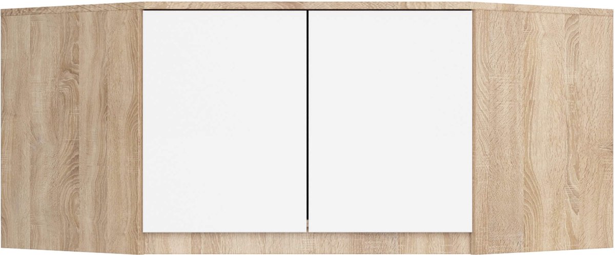 Bovenkast voor Kast S100 - Staand, Dąb Sonoma/Wit, 100x55x50 cm, Laminaat, Mat, Zelfmontage