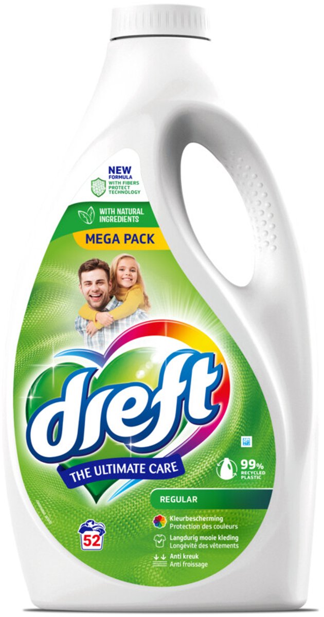 Goedkoopste 4x Dreft Vloeibaar Wasmiddel Regular 52 wasbeurten 2,34 liter