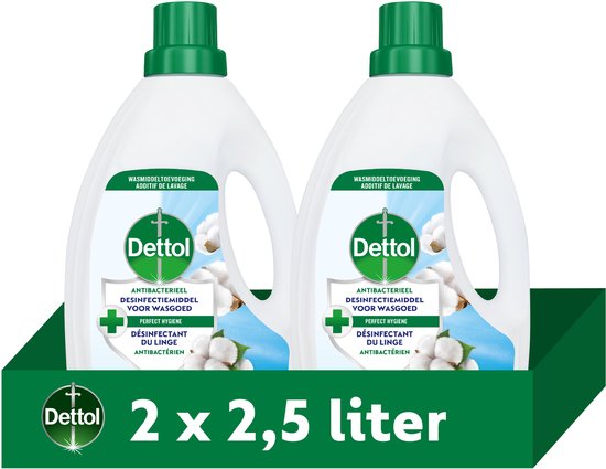 Dettol Antibacterieel Desinfectiemiddel voor wasgoed Fris - 2 x 2,5L - Wastoevoeging - Voordeelverpakking