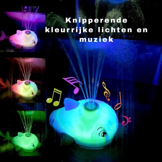 Cliste Mini de groot Badwalvis met Muziek en Lichts - Badspeelgoed - Wit - Lichtjes - Baby Speelgoed - Vis Spuit Water - Badspeeltjes - Voor in bad - Fish Spray Water - bad walvis - Waterspeelgoed - Speelgoed - Fish Bath Toy van Merkloos — afbeelding 3