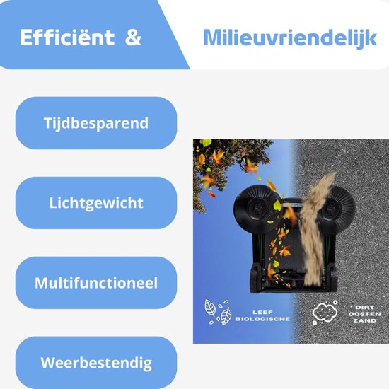 Bladverzamelaar - Handmatige Veegmachine met Tank van 18 Liter - Bladverzamelaar met Twee Zijborstels en Een Veegbreedte van 650 mm - Handveegmachine voor Zand, Bladeren, Grind, en Gazon - Blauw/Zwart van Monzana — afbeelding 2