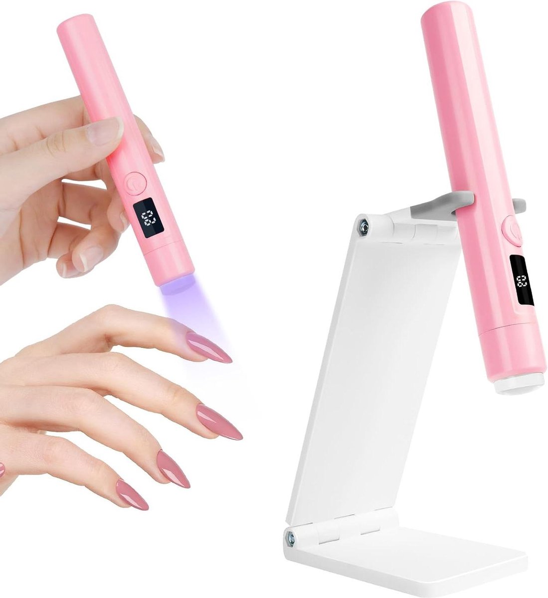 Handheld UV-nagellamp - kleine UV-lampen voor gelnagels - oplaadbare USB - draagbare nageldrogerlamp - met 60 timer - comfortabele grip - vrouwen nagelkunst