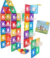 Gladi 128-Delige Knikkerbaan - Magnetisch Speelgoed Knikkerbaan - Magnetic Tiles - STEM Speelgoed voor 3 t/m 12 Jaar - Magnetische Tegels - Magnetische Bouwstenen - Educatief Speelgoed - Speelgoed Cadeau