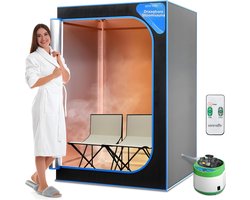 SereneLife, Sauna ,Draagbare sauna voor Thuis, 2-Persoons Stoomsauna Tent met 4L Stomer- 2 Opvouwbare Sauna Stoelen- Afstandsbediening -180 x 120 cm - Zwart