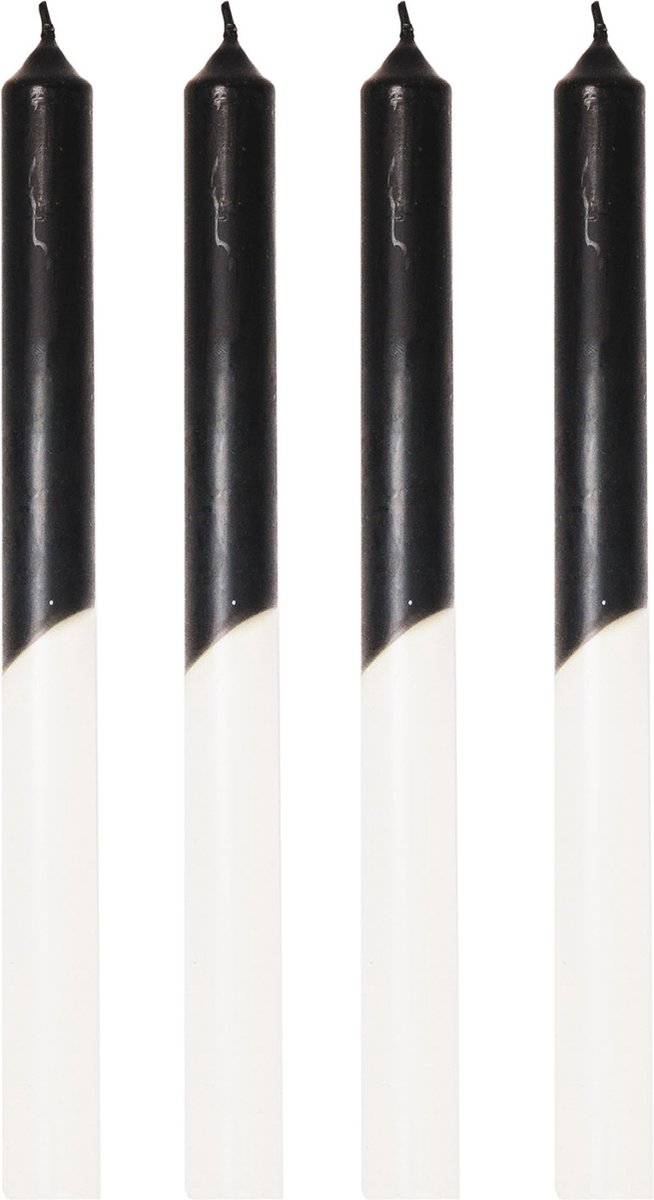 Housevitamin Kaars - Dipdye Wax Zwart/ Wit - 25,8x9,5x2,5cm - Set van 4