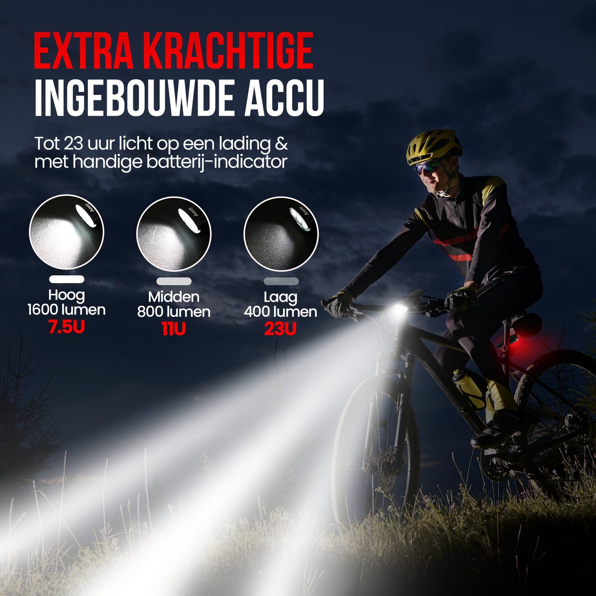 Strex Fietsverlichting Set LED 1600 lumen - Fietslamp Voorlicht & Achterlicht - Fietslampje - Fietsverlichting USB Oplaadbaar thumbnail 6