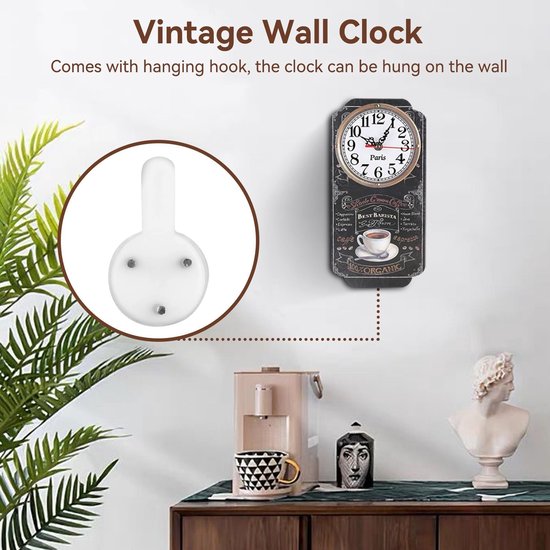 ALEENFOON klok Stille wandklokken, 3D-versnelling Vintage industriële