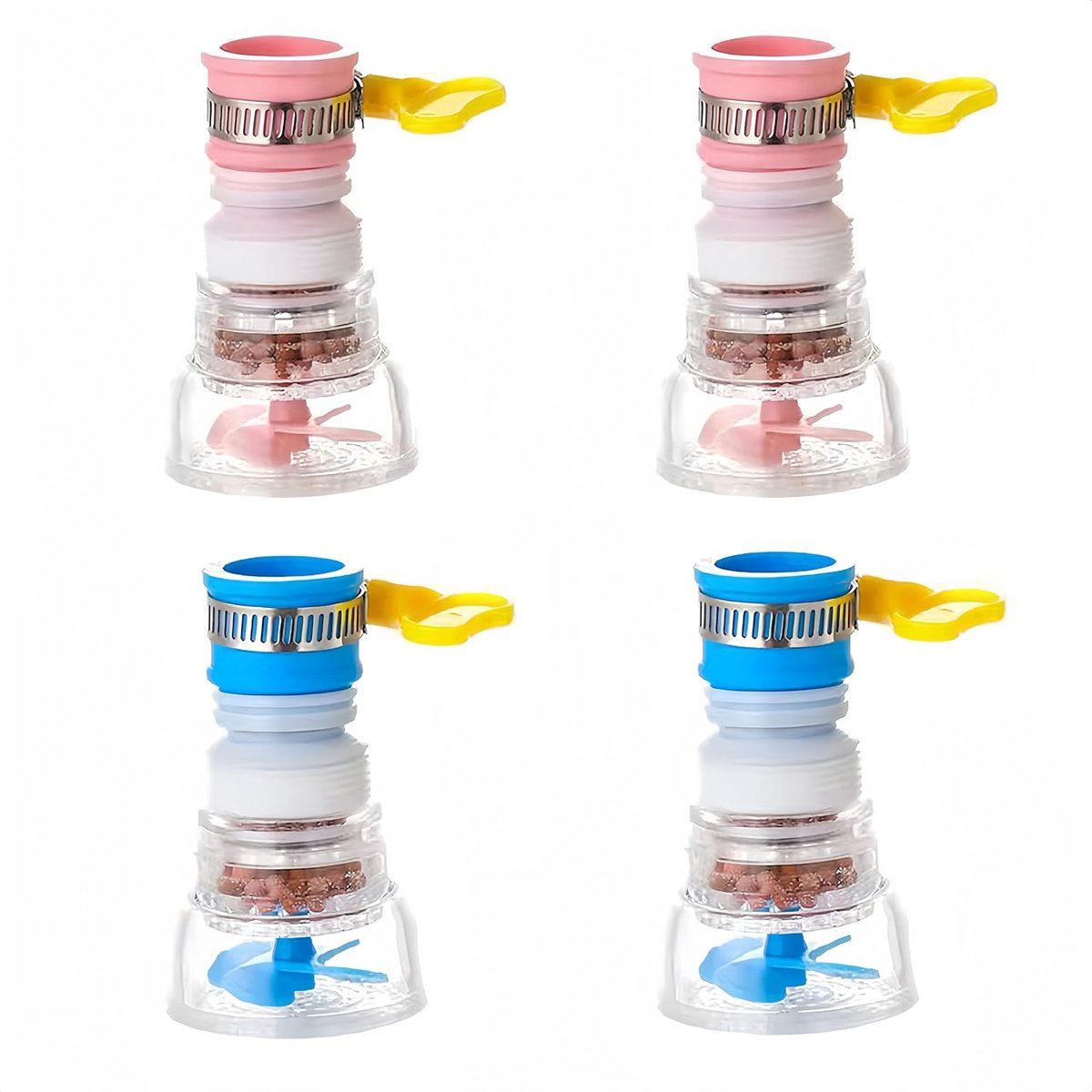 4 Pack Mini Kraan Waterfilter - 360° Draaibare Keukenkraan Extender voor Badkamer en Keuken