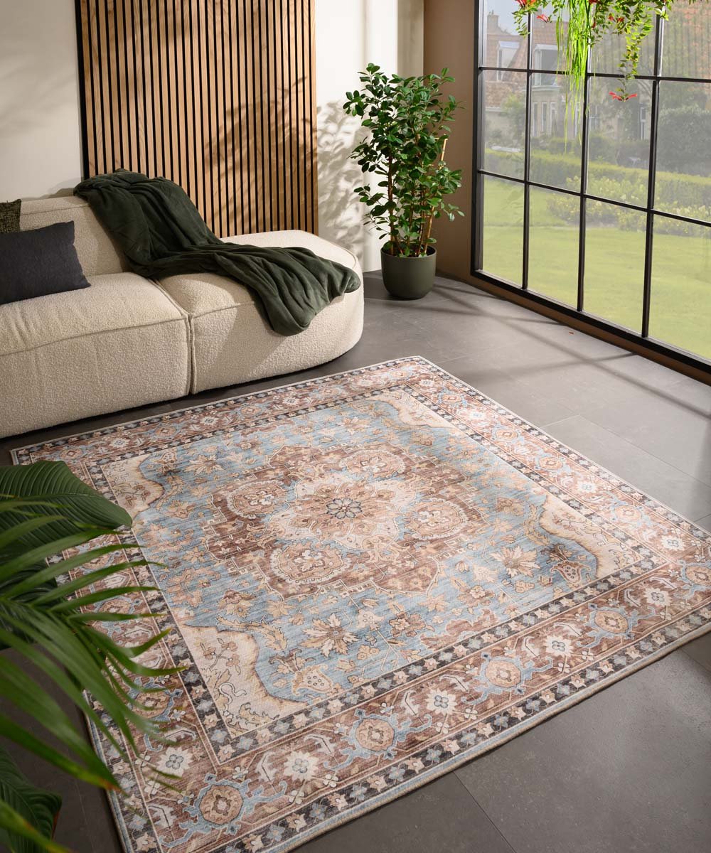 Buitenkleed vierkant Vintage - Valenca Fino lichtblauw 200x200 cm
