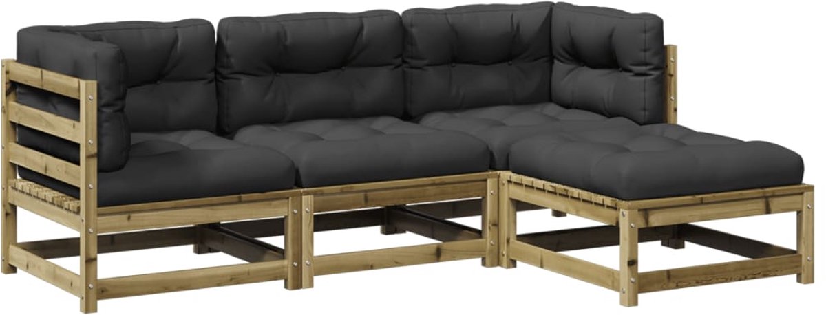 Tuin Loungeset met kussens en geïmpregneerd grenenhout - The Living Store.