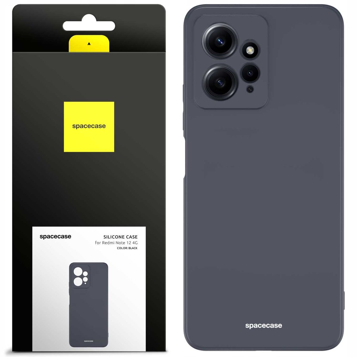 Spacecase Siliconen Case Cover Voor Xiaomi Redmi Note 12 4G Zwart