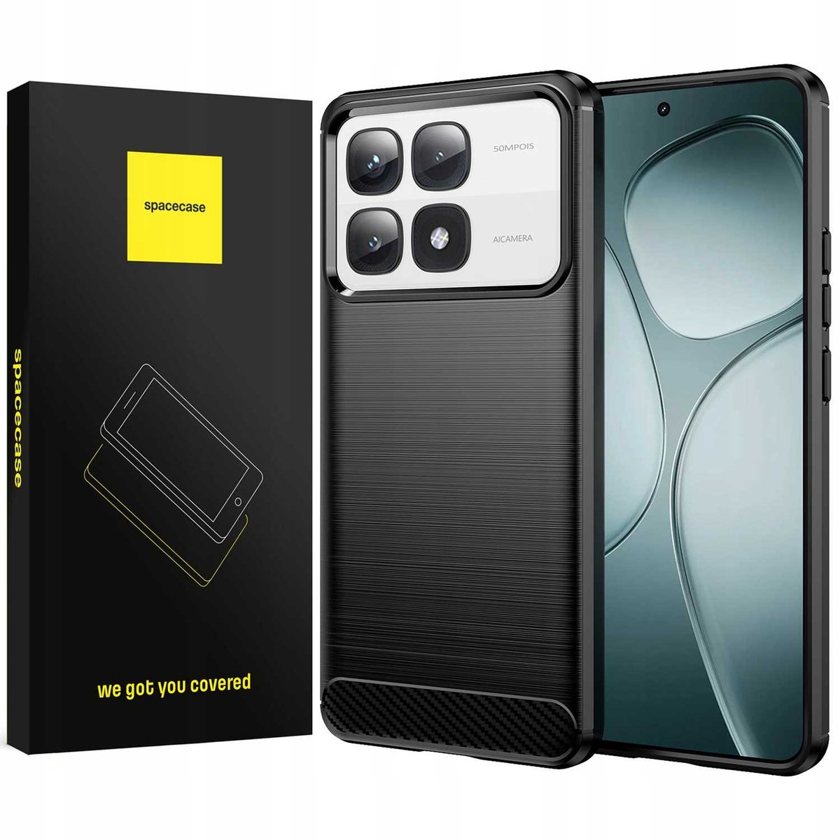 Spacecase Case Carbon Cover Voor Xiaomi 14T Pro Zwart