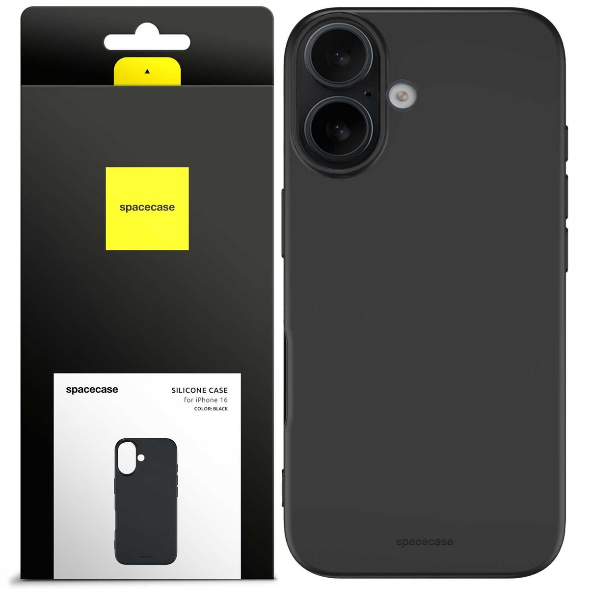 Spacecase Siliconen Hoesje Voor Iphone 16 Zwart Hoge Kwaliteit