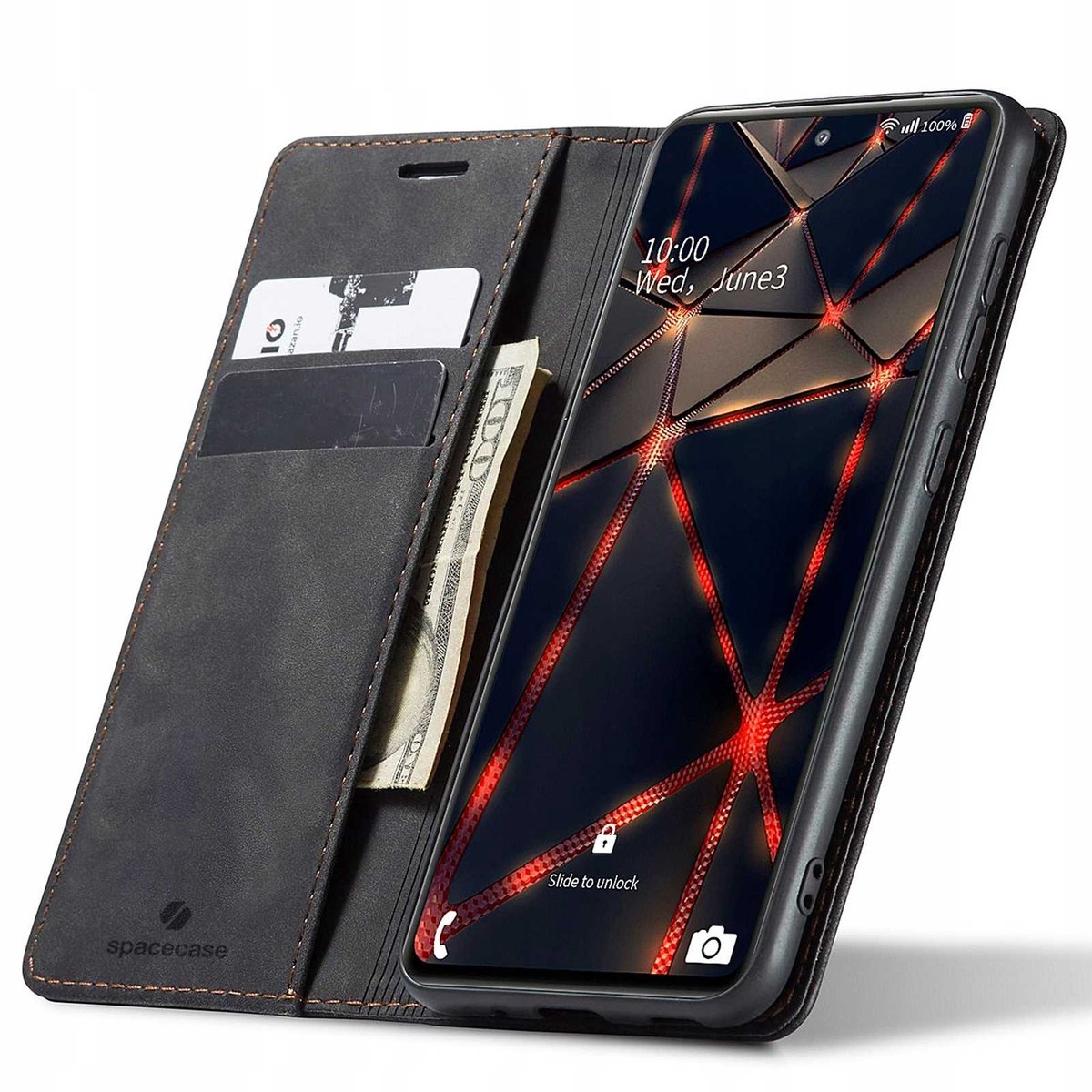 Spacecase Case Portefeuille Galaxy S20 Fe Zwart Leer