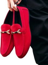 Mocassins Livano pour homme - À talon - Chaussures homme - Chaussures à enfiler-on - Rouge - Pointure 45