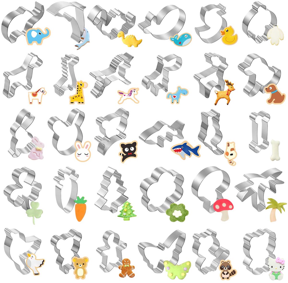My Ninki ® Uitgebreide Set Metalen Uitsteekvormen Voor Creatieve Bakplezier, 30 Stuks, Ideaal Voor Koekjes En Taartdecoratie