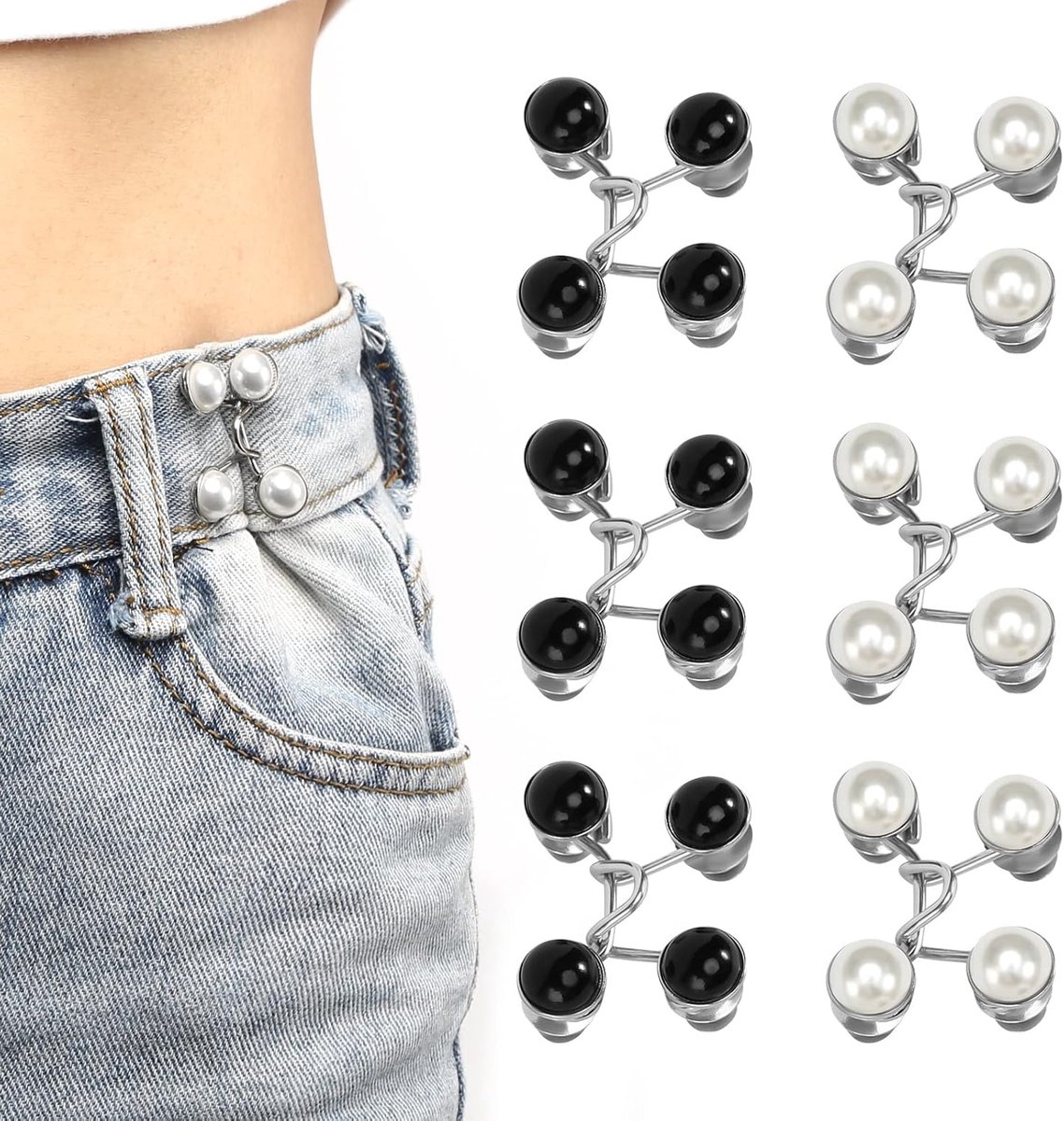 Verstelbare Jeans Knopen - 6 Sets Knoopnaalden voor Broeken en Rokken