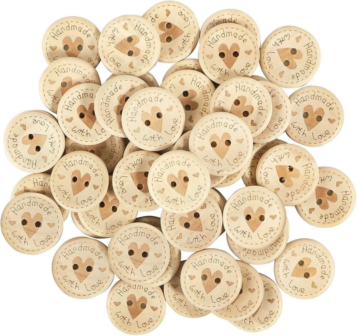 50 Stuks Ronde Houten Knopen 20mm - Handgemaakt, Perfect voor Naaien en Knutselen