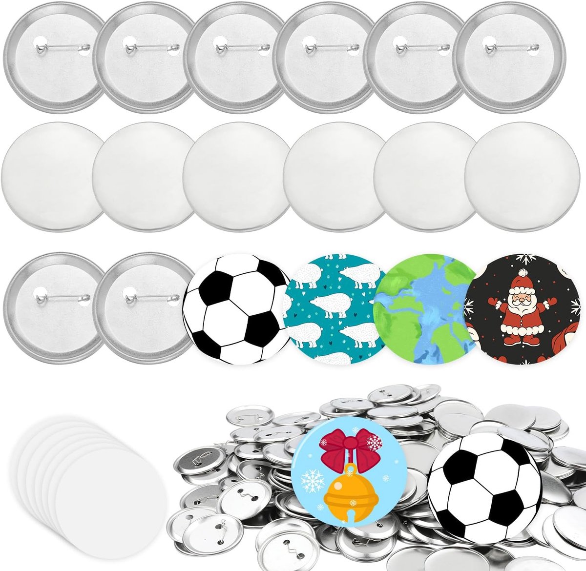 300 Stuks Blanco Ronde Knopen met Transparante Film - Knoopbenodigdheden voor Creatieve Projecten