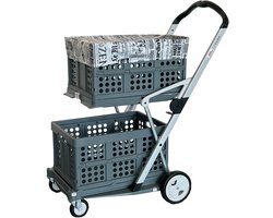 CLAX COMPLEET opvouwbare boodschappen trolley 2 kratten & krathoes | Laadcapaciteit: 60 kg
