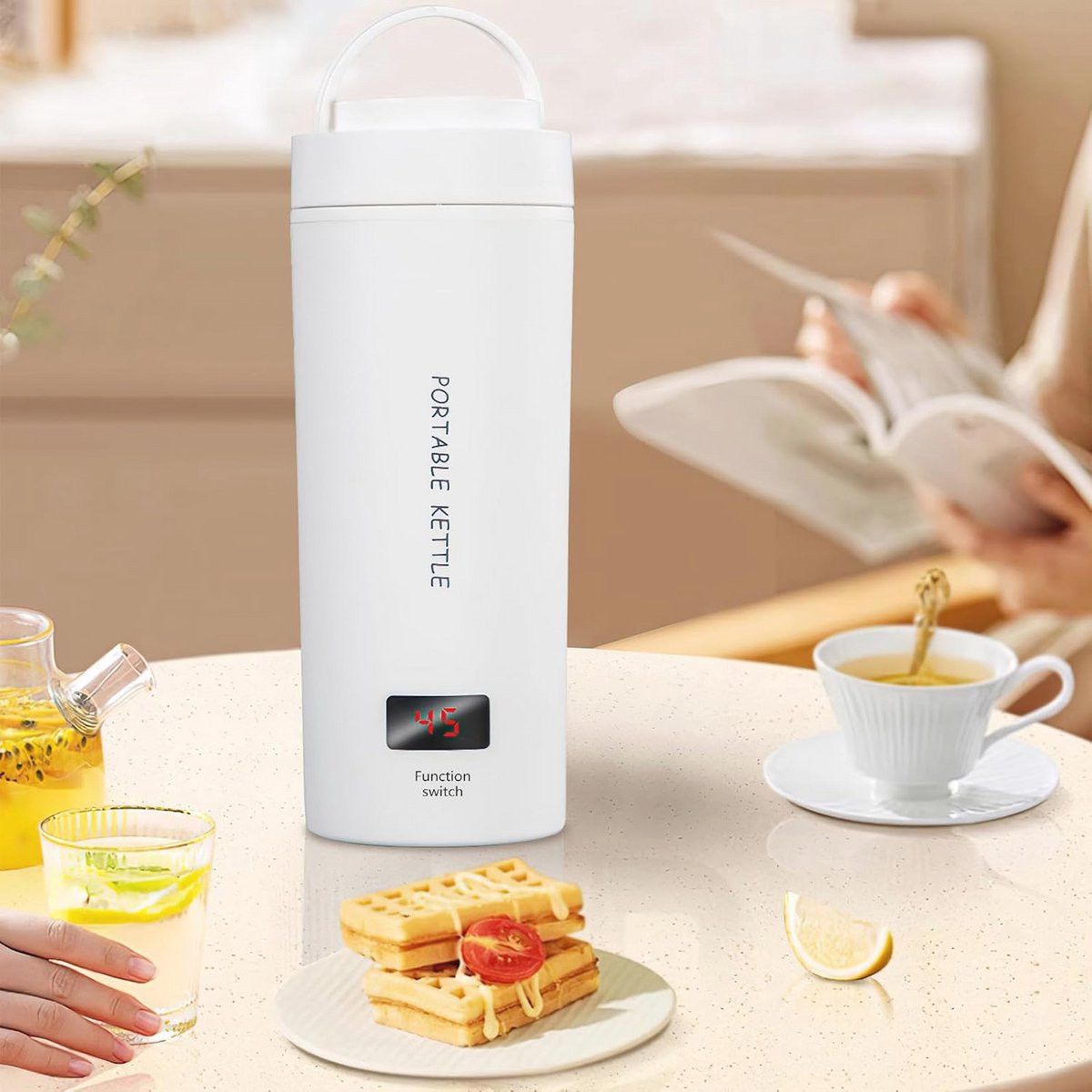 Draagbare Reiswaterkoker 500 ml - Mini Waterbeker met Temperatuurinstelling, Ideaal voor Reizen