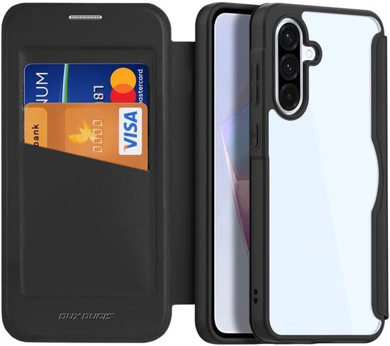 Dux Ducis Skin X Pro Hoesje Geschikt voor Samsung Galaxy A36 / A56 | Compatibel met MagSafe / Qi2 | Book Case met RFID Pasjeshouder | Beschermhoes | Transparant Zwart