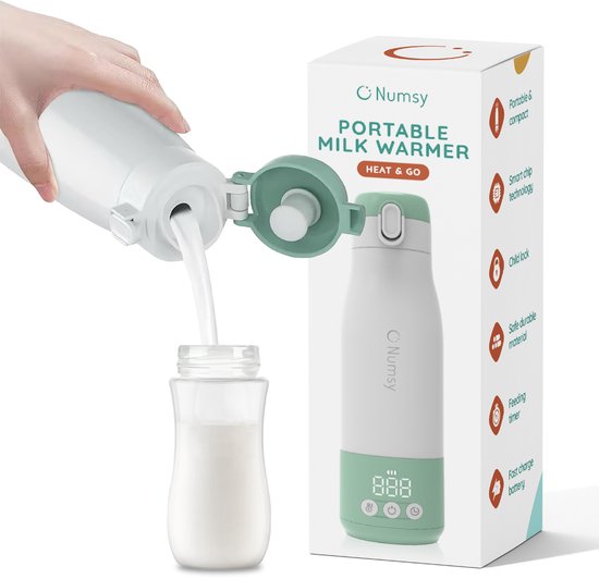 Foto: Numsy thermosfles flessenwarmer onderweg draadloos alle merken 350 ml