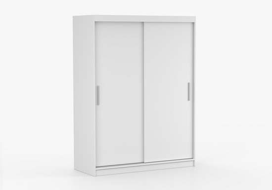 Schuifdeurkast LARA 04 – 2-deurs kledingkast, legplanken en kledingroede – modern design – 150x200x61 cm - LARA 04 (Wit)