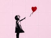 IXXI Girl with Balloon - pink, Banksy - 80 x 60 cm - Gratis ophangtool - Grote wanddecoratie en posters - Street art, Speels, Grafisch Ontwerp, Pop