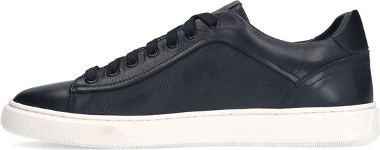 Manfield - Homme - Baskets en cuir noir - Taille 40