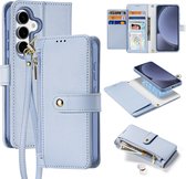Dux Ducis - Étui pour téléphone Samsung Galaxy S25 - Étui pour aimant Magsafe - Étui portefeuille 2 en 1 - Série Lawa - Blauw clair