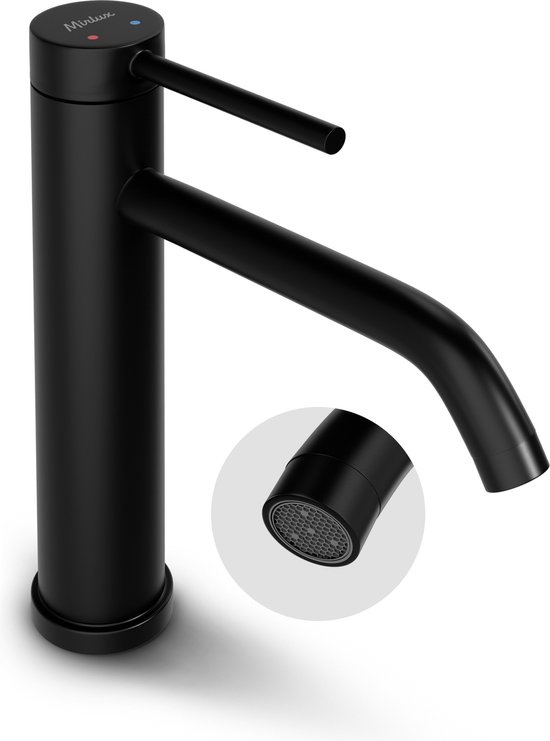 Mirlux Wastafel Kraan Zwart - Wastafel Mengkraan Badkamer - Wastafelkraan - Fonteinkraan / WC Kraan - Kraantje - Koudwaterkraan & Warmwaterkraan - Toiletkraan Koud Water & Warm Water [NYX]