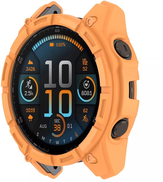 Étui robuste en TPU antichoc Strap-it - étui adapté à Garmin Fenix ​​​​8 - 47 mm AMOLED (orange)
