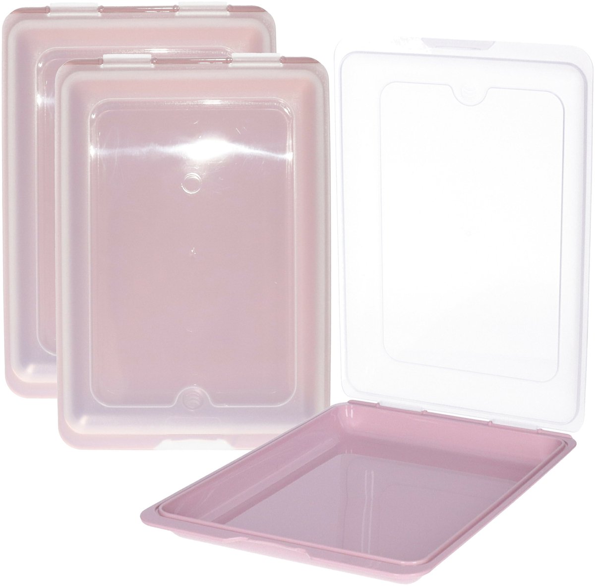 Toyma Vleeswarendoos - 3x - roze - kunststof - 24,5 x 17 x 4 cm - vershouddoos / kaasdoos