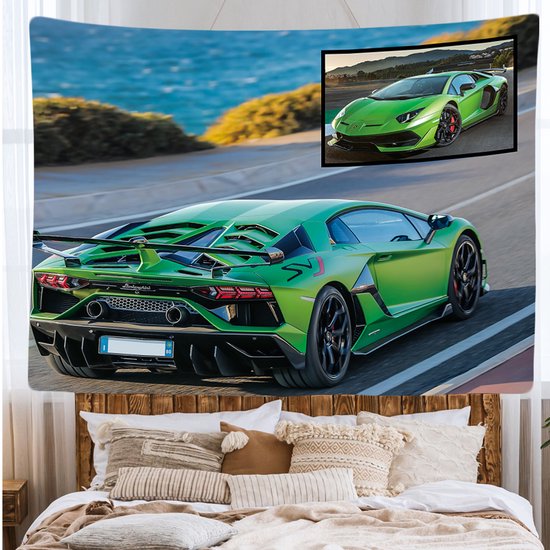Ulticool - Bugatti Auto - Tapisserie - 200x150 cm - Groot tapisserie - Affiche - Vert