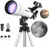 Sterrenkijker Telescoop met telefoonhouder 333x Zoom Maanfilter en planisfeer - Kinderen - Volwassenen - Verstelbaar Statief - Smartphone Adapter - wit