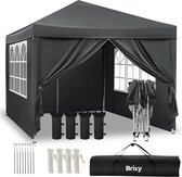 Bol.com Brixy Partytent - Opvouwbaar - Easy Up - 3x3m - Waterdicht - Paviljoen Met Zijwanden - Incl. Draagtas - Antraciet aanbieding