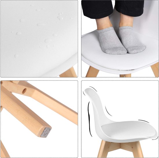 Set van 2 Elegante Kinderstoelen - Kinderzetel/Stoel voor Peuter, Kleuter en Schoolkind - Zithoogte 29 cm - Wit, 56 x 35 x 33,5 cm van Merkloos — afbeelding 2