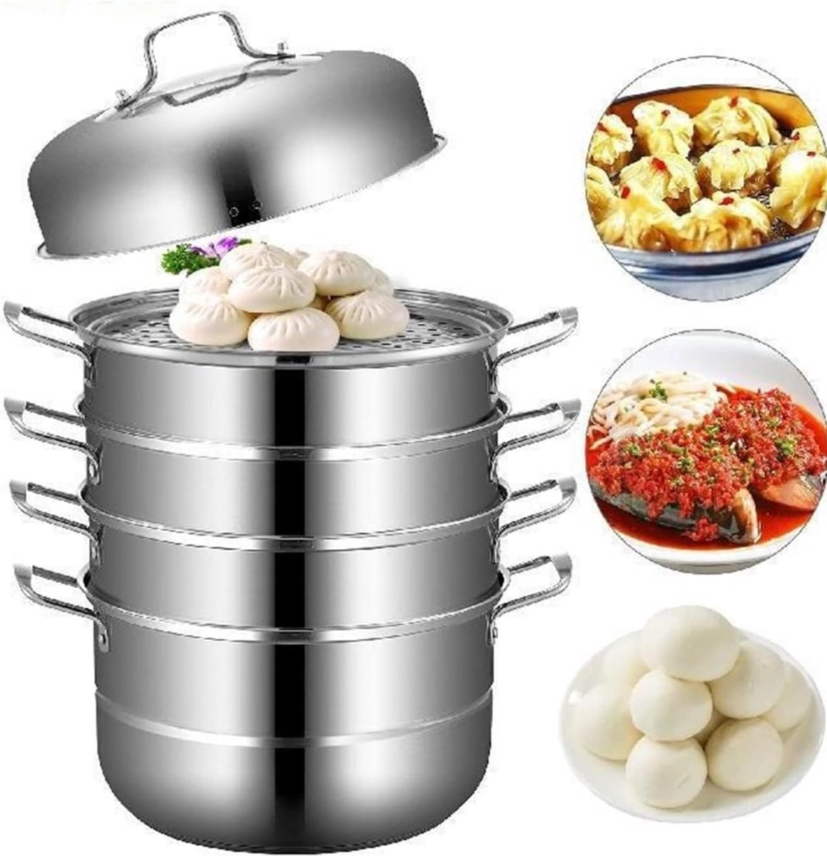 Stoompot - Voedsel Steamer - Pan met Gehard Glas Deksel - 5 Lagen - ⌀ 30 cm