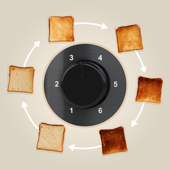 Grille-pain KitchenBrothers - Rétro - Grille-pain - 6 réglages de grillage réglables - 2 fentes Extra larges - 820 W - Bronze/ Zwart