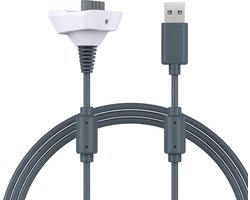 Oplaadkabel voor Xbox 360 / 360 Slim Draadloze Controller van MMOBIEL – 1,8m USB-Acculader – Snellaadkabel Snoer USB-A Oplader – Vervangende Kabel voor Draadloze Controller - Wit
