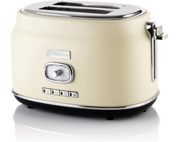 Westinghouse Retro Broodrooster – 2 Sneden – Extra Brede Sleuven – Warmhoudrek – 815W – Beige