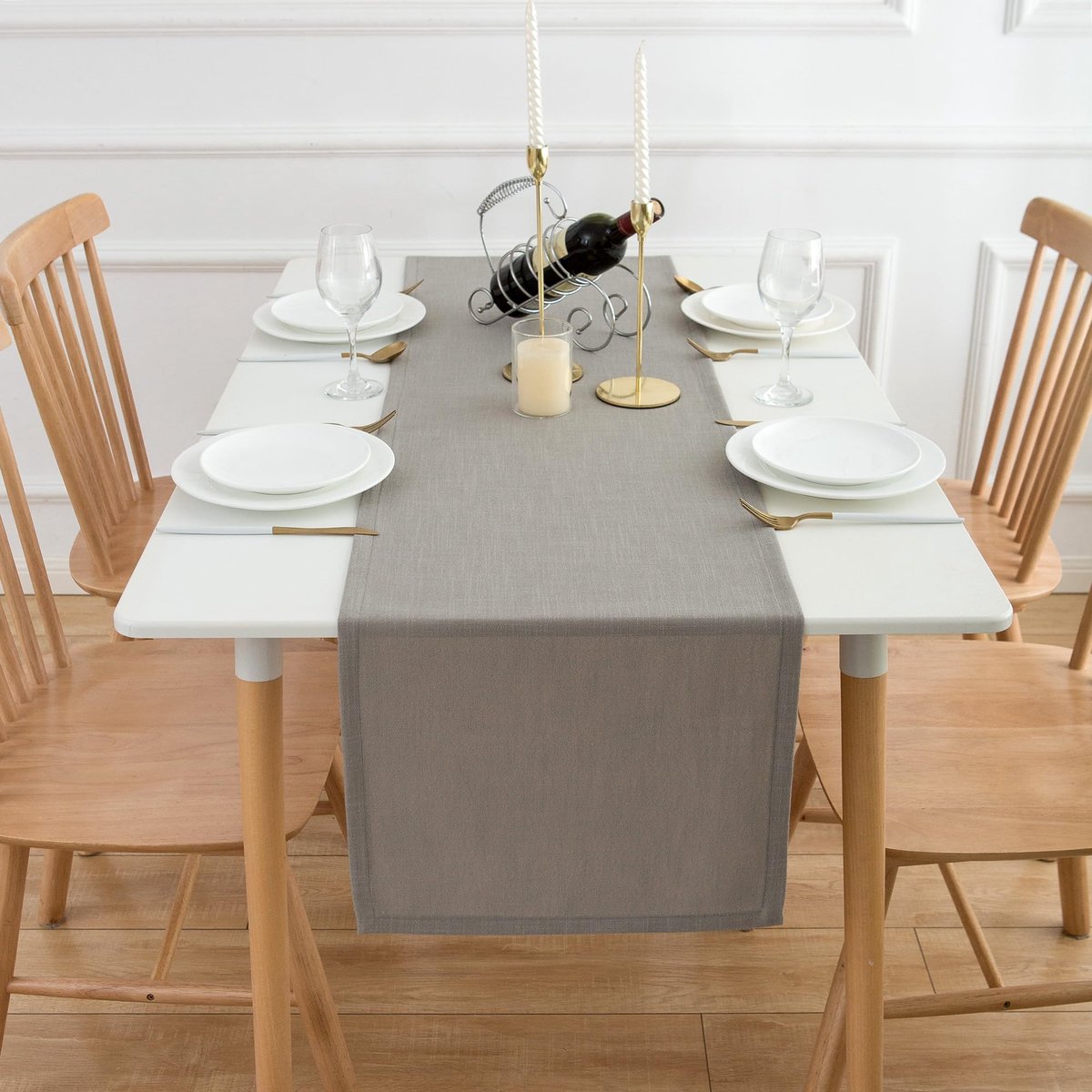 La'Moussawi ® Tijdloze Elegantie Tafelloper met Lotuseffect, Waterafstotend en Onderhoudsvriendelijk, Lichtgrijs, 30 x 140 cm