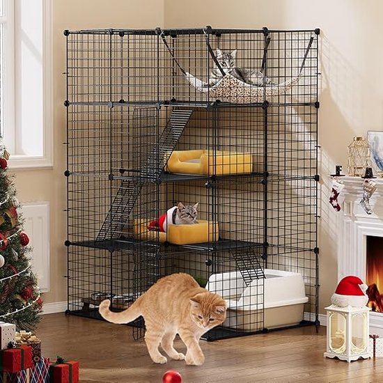 Grote Kattenkooi met 3 Verdiepingen Doe-het-zelf Kattenhuis