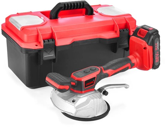 Porte-carreaux électrique 200 kg – Puissance 3 500 W – 2 batteries – 8 vitesses – Vibrations 72 000 tr/min – Poignée ergonomique – Longue durée de vie de la batterie – Rapide et précis – Pose de carrelage sans effort